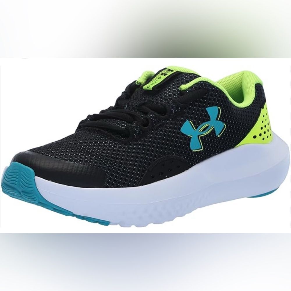 Under Armour Kids Black and Neon Green Sneakers